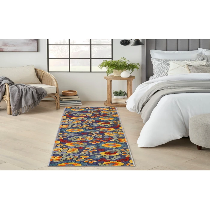 Nourison Aloha Navy Multicolor ALH17 2 ft. X 6 ft. Rectangle Rug