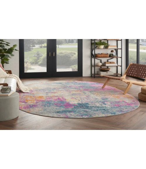 Nourison Passion Ivory Multicolor PSN36 5 ft. X 8 ft. Oval Rug