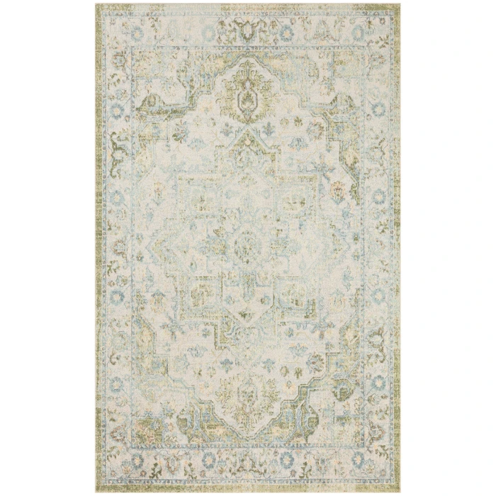 Nourison Astra Machine Washable Blue Green ASW12 5 ft. 3 in. X 7 ft. Rectangle Rug