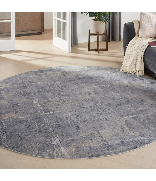 Nourison Rustic Textures Area Rug RUS06 Grey/Beige 5'3" Round