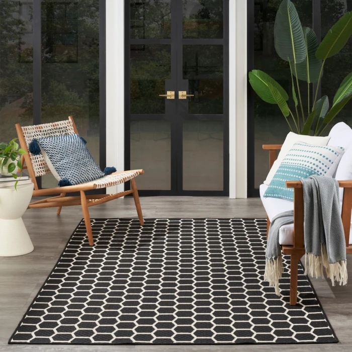 Nourison Twist Reversible Black TWS01 6 ft. X 9 ft. Rect. Rug