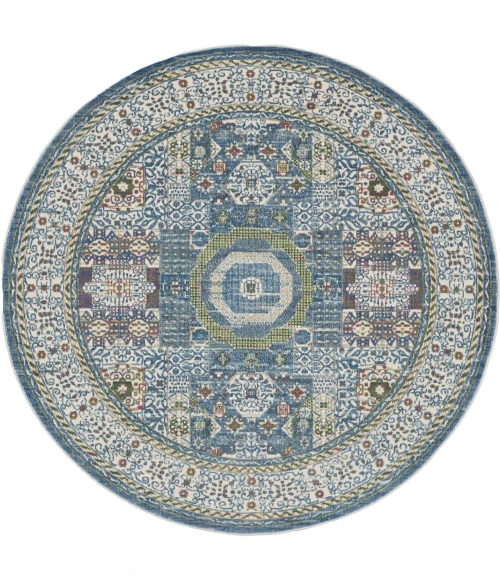 Nourison Home Ankara Global Blue ANR17 6ft. x Round Round Rug