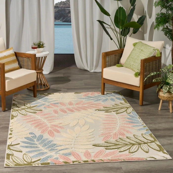 Nourison Aloha Ivory Rose ALH18 3 ft. 6 in. X 5 ft. 6 in. Rect. Rug