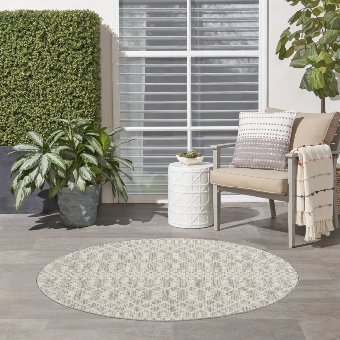 Nourison Positano Light Grey POS02 5ft. Round Rug