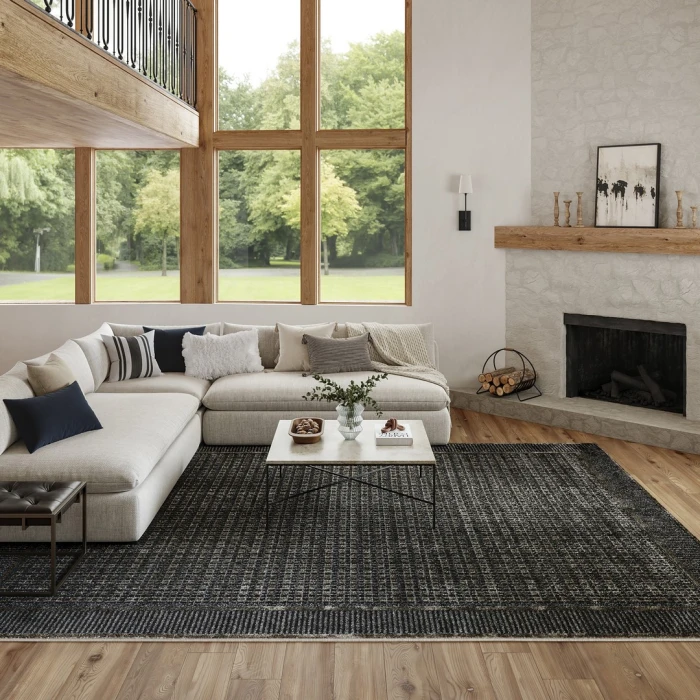 Nourison Nordic Black Taupe NRC03 9ft. x 12ft. Rect. Rug