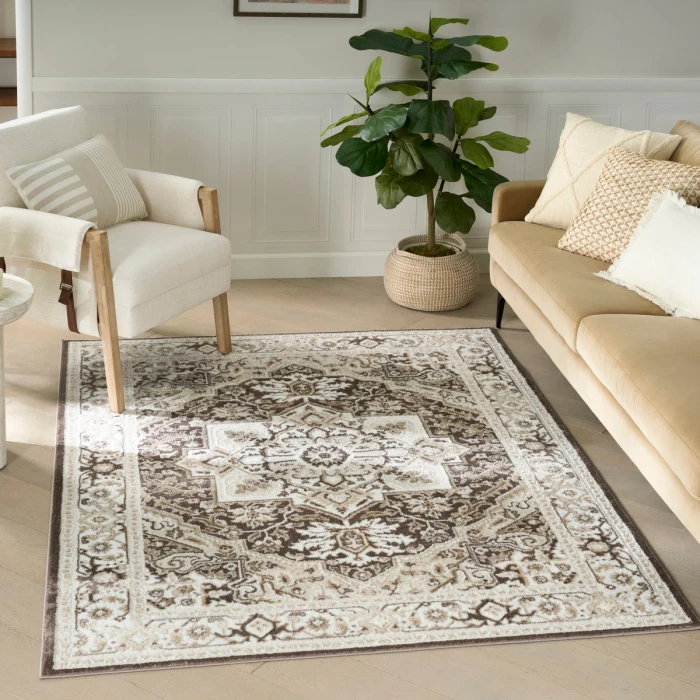 Nourison Dekor Brown Ivory DEK08 4 ft. X 6 ft. Rect. Rug