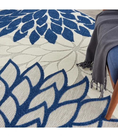 Nourison Aloha Round Area Rug ALH05-Ivory/Navy