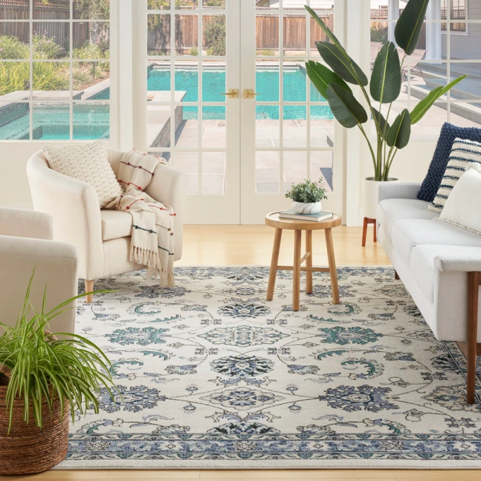 Nourison Home Nourison Essentials Ivory Blue NRE05 6 ft. X 9 ft. Rectangle Rug