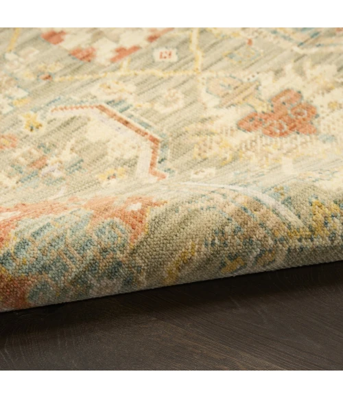 Nourison Home Antique Bloom Green ANB02 2ft.4in. x 12ft. Rect. Rug