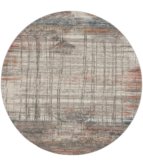 Nourison Rustic Textures Area Rug RUS12 Grey/Multi 5'3" Round