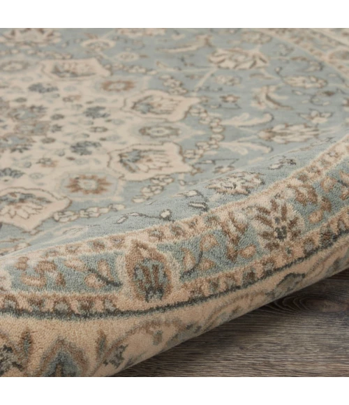 Nourison Living Treasures Round Area Rug LI15-Aqua/Ivory
