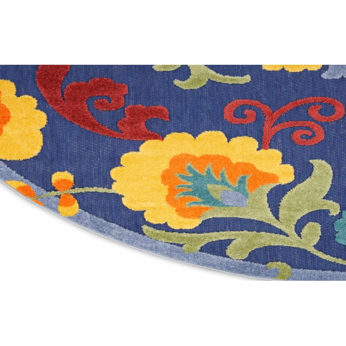 Nourison Aloha Navy Multicolor ALH17 5 ft. 3 in. Round Rug