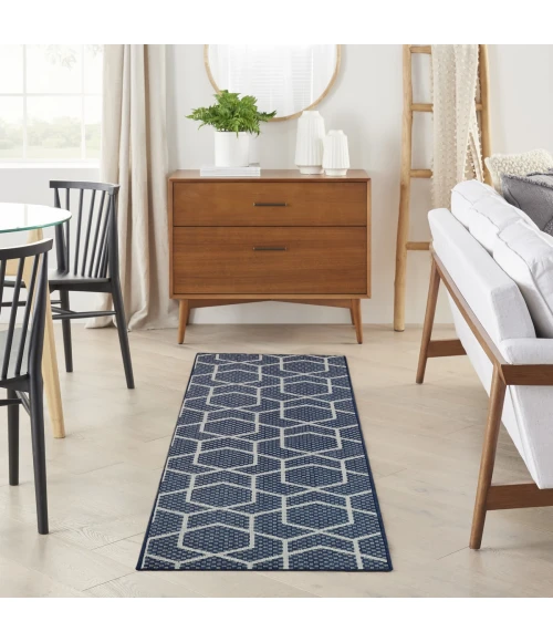 Nourison Horizon Indoor/Outdoor Navy HOZ01 2 ft. 2 in. X 8 ft. Rect. Rug