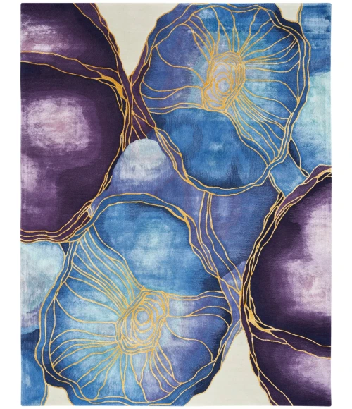 Nourison Prismatic Blue Gold PRS32 8 ft. X 10 ft. Rect. Rug