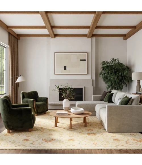 Nourison Home Antique Bloom Tan ANB02 5ft.6in. x 8ft.6in. Rect. Rug