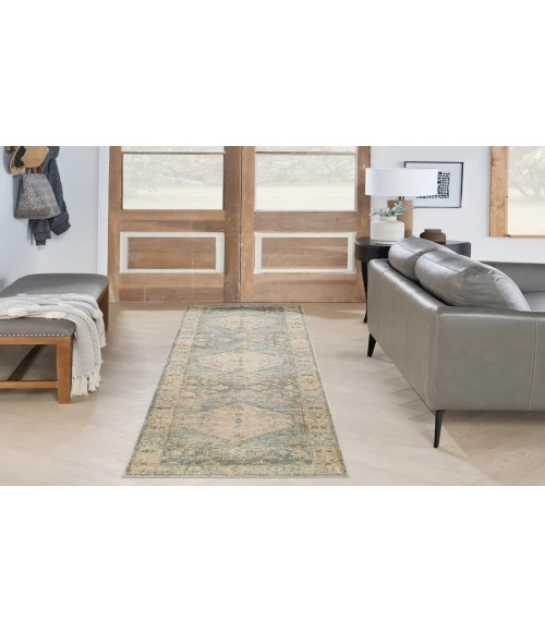 Nourison Astra Machine Washable Silver Blue ASW11 2 ft. 2 in. X 8 ft. Rectangle Rug
