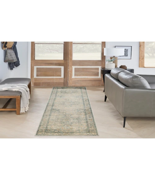 Nourison Astra Machine Washable Light Blue ASW12 2 ft. 2 in. X 8 ft. Rectangle Rug