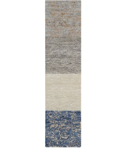 Nourison Luna Dark Blue Mocha, Ivory Silver Blue, Grey Silver, Blue Mocha LUN01 1ft.6in. x 6ft. Rect. Rug