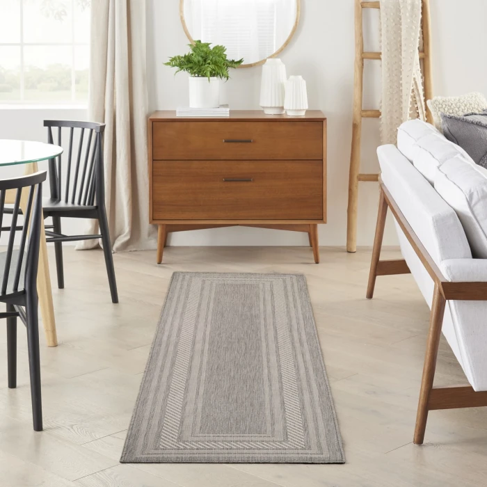 Nourison Horizon Indoor/Outdoor Grey HOZ03 2 ft. 2 in. X 8 ft. Rect. Rug