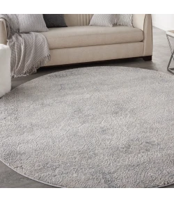 Nourison Home Rustic Textures RUS09 Ivory Light Blue 7 ft. 10 in. Round Area Rug