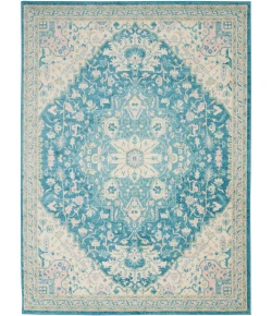 Nourison Tranquil Ivory Turquoise TRA07 5ft.3in. x 7ft.3in. Rect. Rug