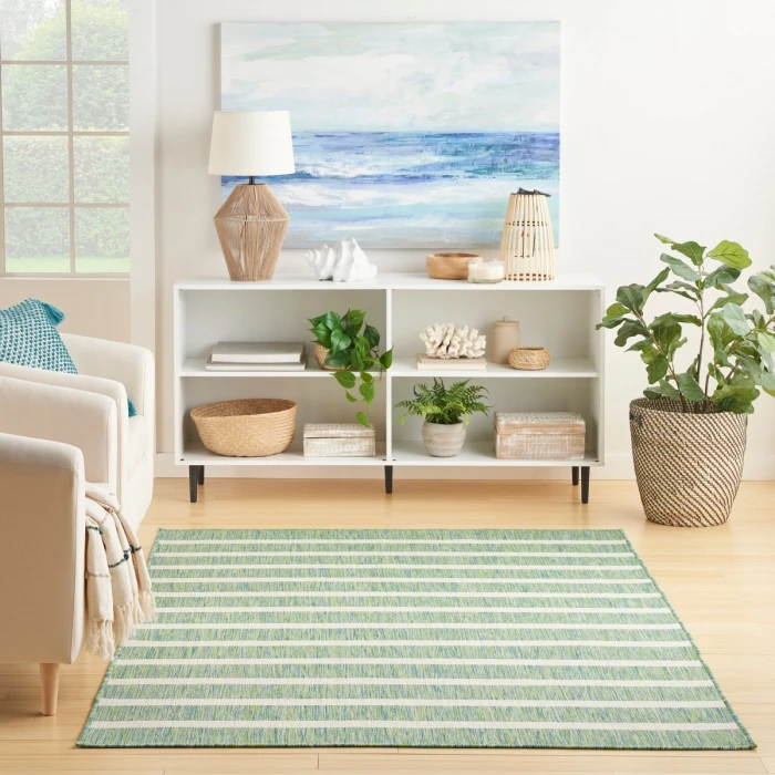 Nourison Positano Blue Green Ivory POS03 7 ft. X 10 ft. Rect. Rug