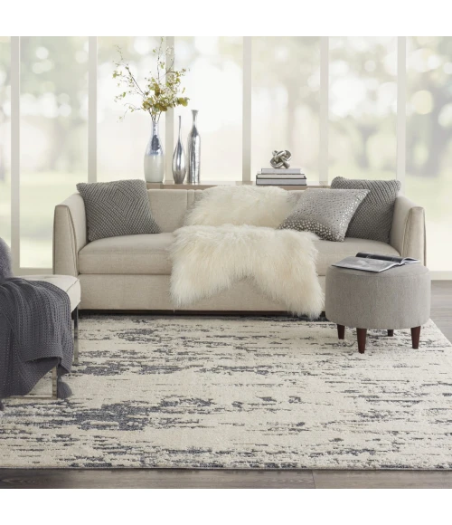 Nourison Zermatt Ivory Blue ZER03 7ft.10in. x 9ft.10in. Rect. Rug