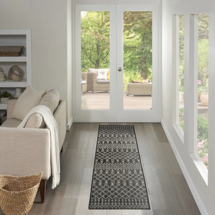 Nourison Positano Black POS02 2ft.2in. x 8ft. Rect. Rug