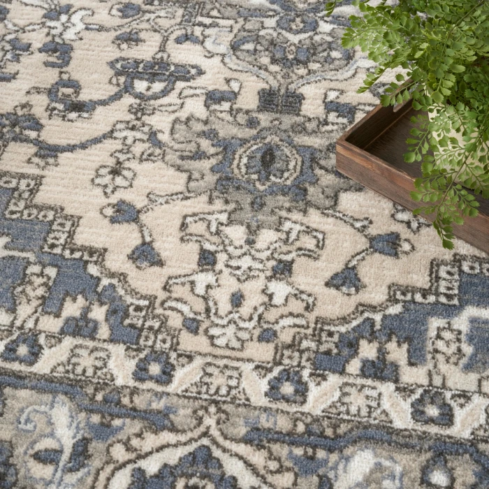 Nourison Quarry Ivory Blue QUA05 9 ft. X 12 ft. Rect. Rug