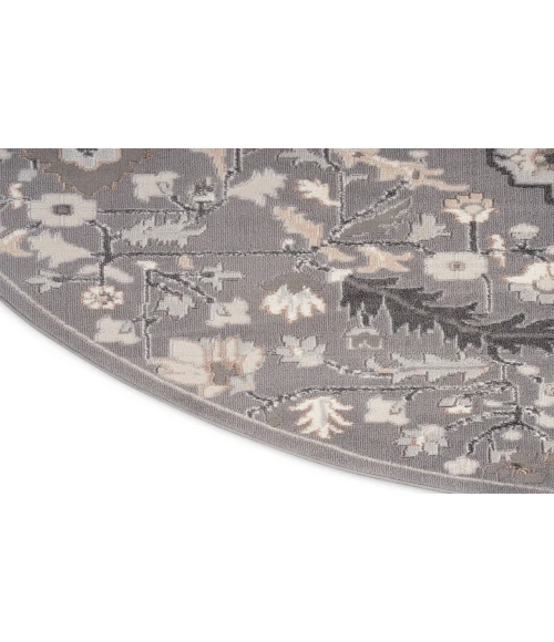 Nourison Elation Grey ETN09 5 ft. 3 in. Round Rug