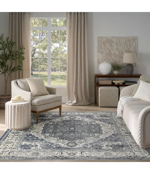 Nourison Quarry Navy Ivory QUA18 8 ft. X 10 ft. Rect. Rug