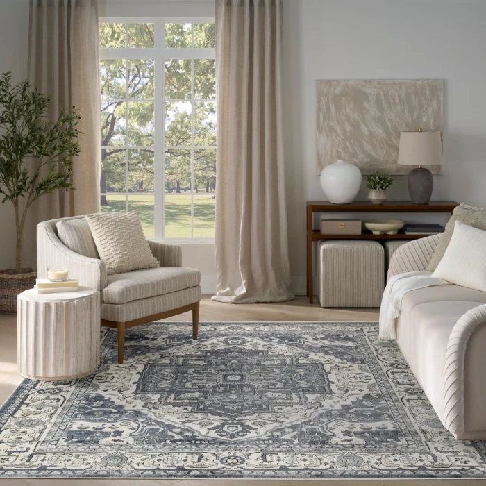 Nourison Quarry Navy Ivory QUA18 8 ft. X 10 ft. Rect. Rug