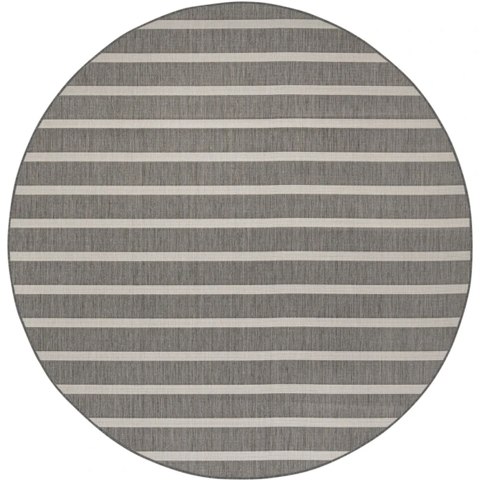 Nourison Positano Charcoal Ivory POS03 8ft. Round Rug