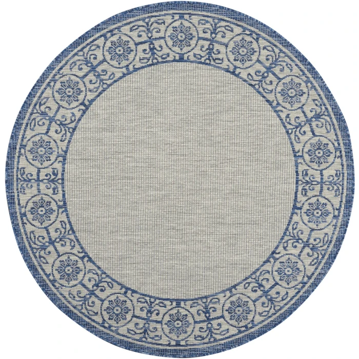 Nourison Country Side Ivory Blue CTR03 5ft.3in. x Round Rug