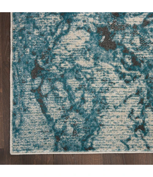 Nourison Maxell Area Rug MAE08 Ivory/Teal 3' x 5'
