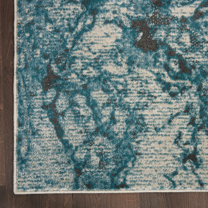 Nourison Maxell Area Rug MAE08 Ivory/Teal 3' x 5'
