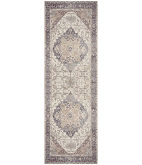 Nourison Vintage Washables Ivory Purple VWS13 2 ft. X 6 ft. Rect. Rug