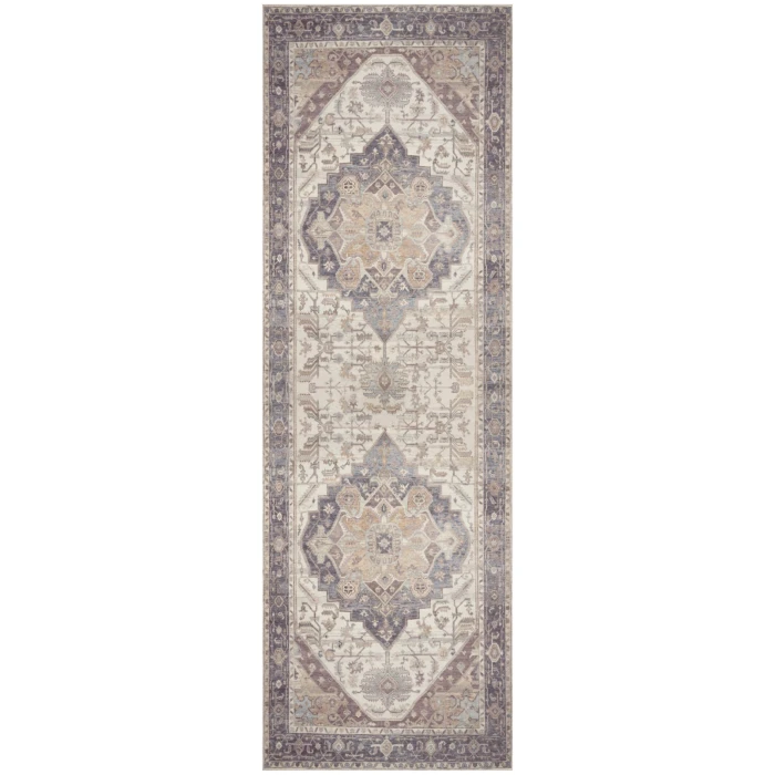 Nourison Vintage Washables Ivory Purple VWS13 2 ft. X 6 ft. Rect. Rug