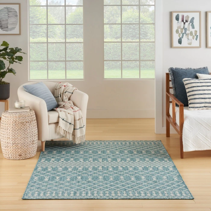 Nourison Positano Aqua POS02 6 ft. X 9 ft. Rect. Rug