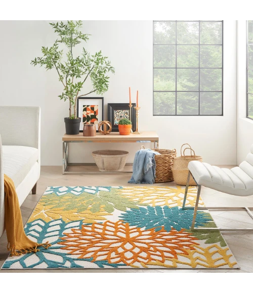 Nourison Aloha Area Rug ALH05 Turquoise Multicolor