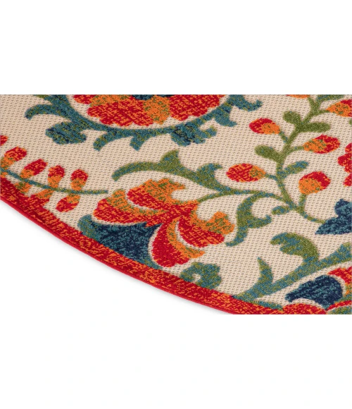 Nourison Aloha Red Multicolor ALH17 5 ft. 3 in. Round Rug