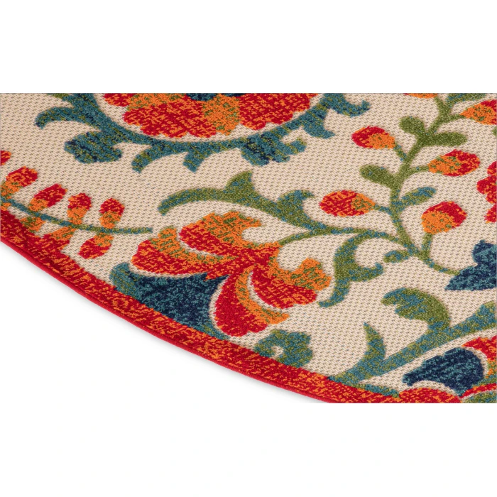 Nourison Aloha Red Multicolor ALH17 5 ft. 3 in. Round Rug