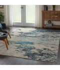 Nourison Celestial Area Rug CES02-Ivory Teal Blue