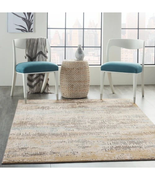 Michael Amini MA90 Uptown Area Rug UPT03-Beige/Aqua