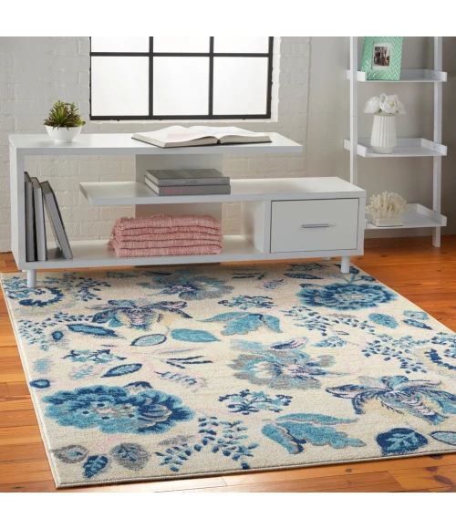 Nourison Tranquil Area Rug TRA02-Ivory/Light Blue