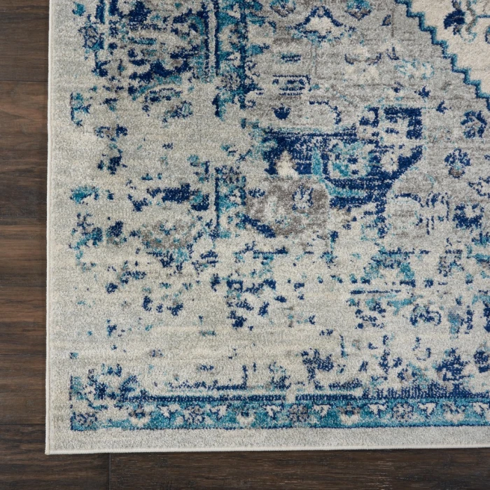 Nourison Tranquil Runner Area Rug TRA06-Ivory/Light Blue