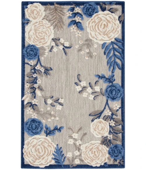 Nourison Aloha Blue Grey ALH32 2 ft. 8 in. X 4 ft. Rectangle Rug