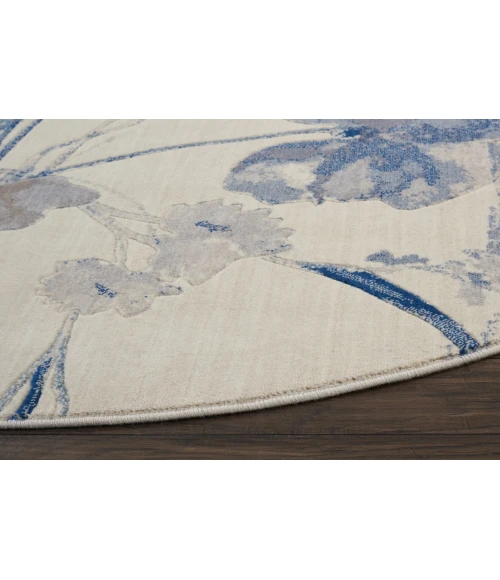 Nourison Somerset Round Area Rug ST18-Ivory/Blue
