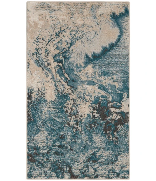 Nourison Maxell Area Rug MAE08 Ivory/Teal 2'2" x 3'9"