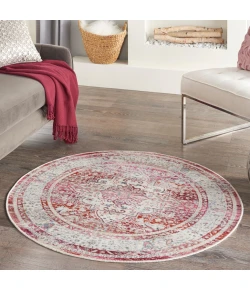 Nourison Home Vintage Kashan VKA07 Red/Ivory 4 ft. Round Area Rug